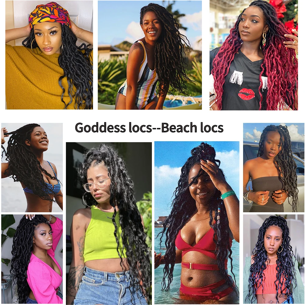 Mới Nữ Thần Locs Lượn Sóng Giả Locs Móc Tóc Với Rời Lượn Sóng Kết Thúc Trước Lượn Vòng Tổng Hợp Dây Bèo Phần Mở Rộng Dài Móng Gẩy Dày SOKI