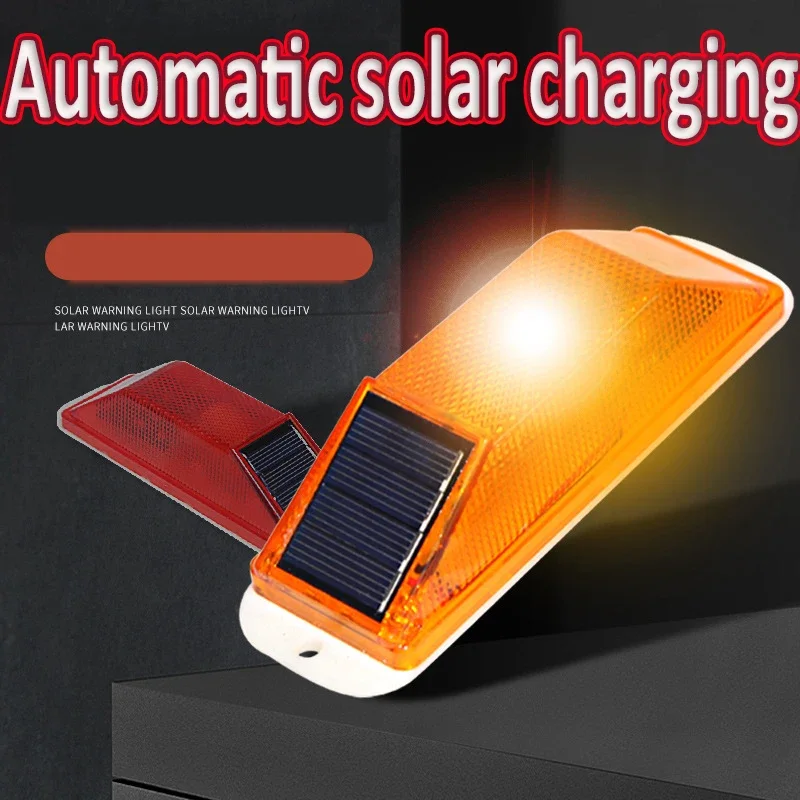 2pcs Warning LED Lamp Solar Warning Lamp Solar Strobe Lamp  Chip Control Bridge Night Driving Safety Light Traffic Caution Light