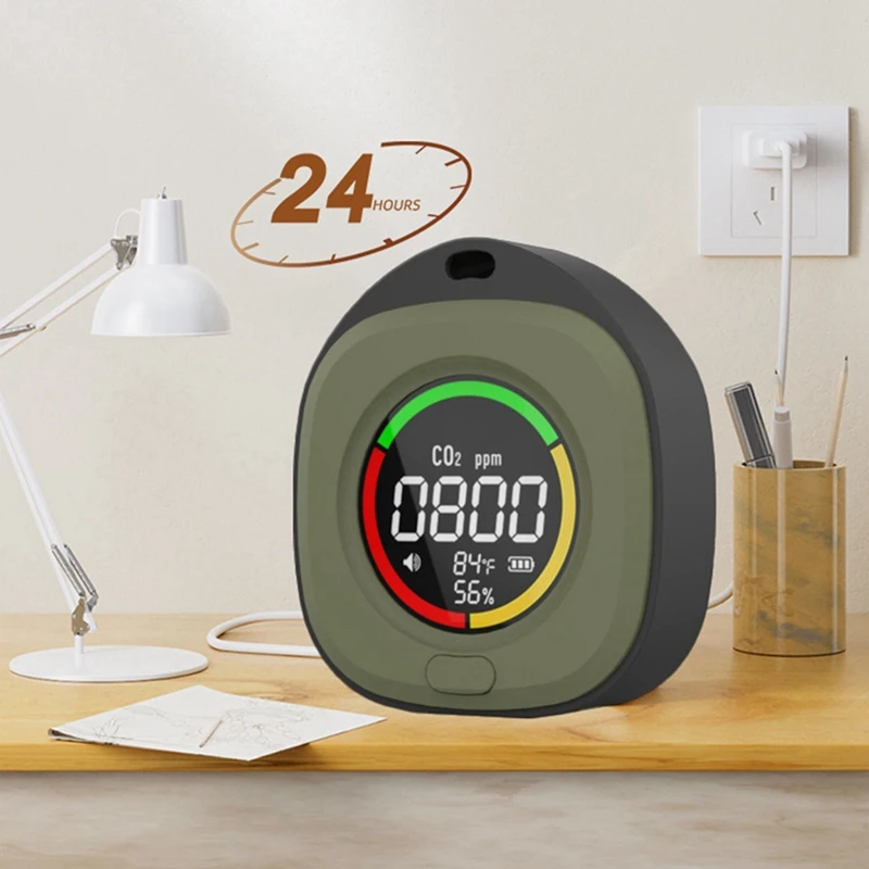 Hot-K5C Mini เครื่องตรวจจับคาร์บอนไดออกไซด์ CO เครื่องทดสอบ Air คุณภาพแบบพกพาหน้าจอ LED USB Type-C ชาร์จในร่ม