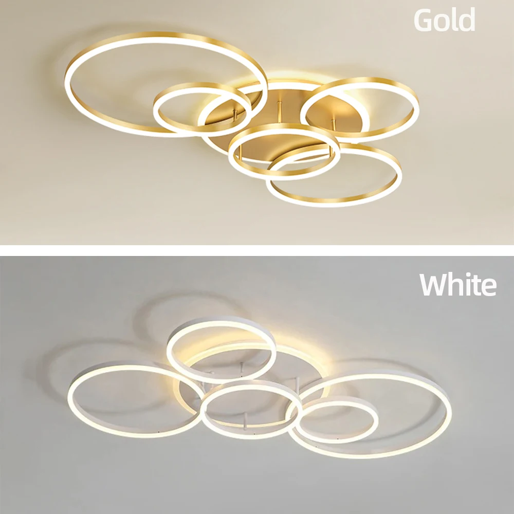 Nordic simples led lustre de teto casa anel iluminação acrílico 3 cores regulável luminária sala estar quarto
