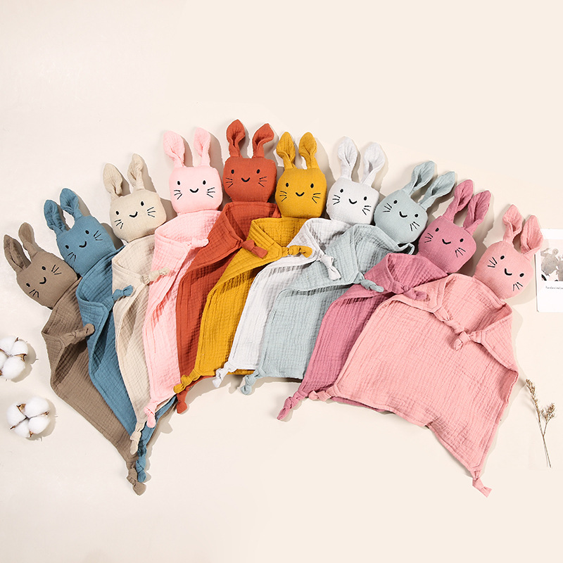 Coperta trapuntata in mussola di cotone per bambini Morbida bambola addormentata per neonati Gatto carino Giocattolo per dormire per bambini Lenire Placare Asciugamano Bavaglini Asciugamano per saliva