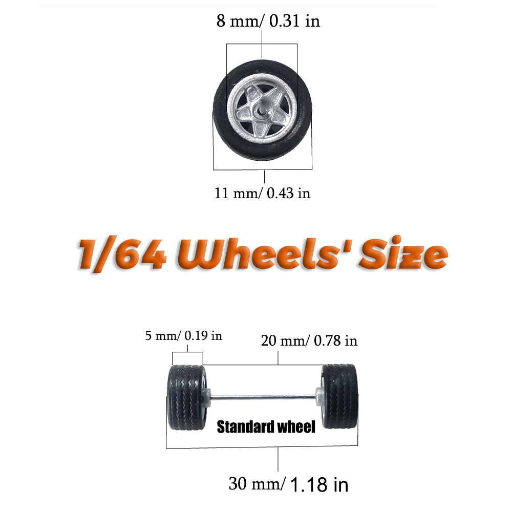 KicarMod 1/64 Toy Wheels Alpine White with Alternative Rubber Tires for Diecast Cars Hot Wheels Hobby Modified Parts 5 set/pack