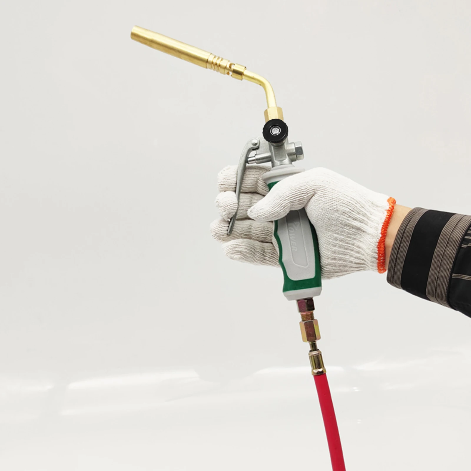 Flüssiggas-Schweißpistole, Doppelschalter, Lötbrenner im deutschen Stil, Kühlung, sauerstofffreie Brenner mit 1,6 m Gummischlauch