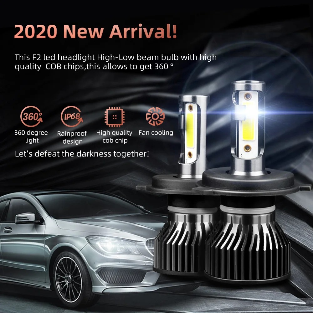 30000LM 200W H1 H7 H11 9005 9006 H4 9004 9007 H13 LEDไฟหน้าBright 6500Kสีขาวสําหรับรถยนต์Plug & Playพัดลมเงียบ,แพ็ค 2