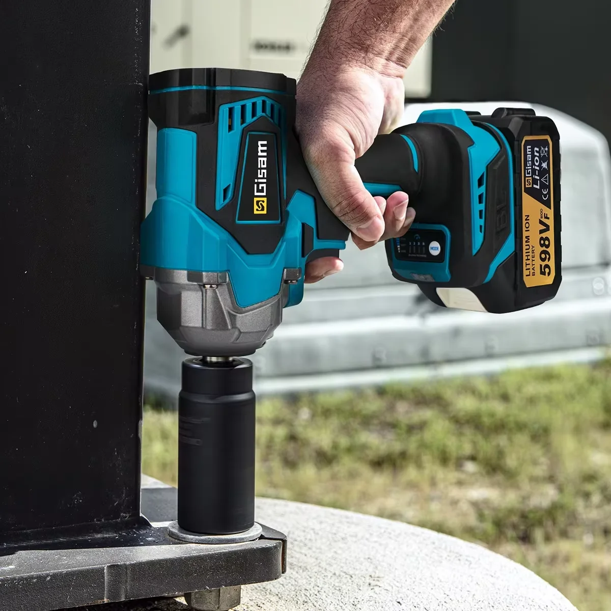 Gismis-llave de impacto eléctrica sin escobillas, destornillador de 1/2 pulgadas, herramientas de llave eléctrica inalámbrica para pines de batería Makita de 18V, 1200N.M