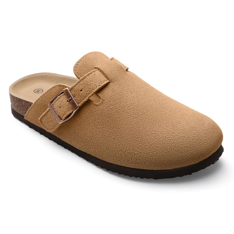 Crestar, zapatillas tipo zuecos de corcho para mujer, chanclas de playa de gamuza con plantilla suave a la moda con soporte para arco, zapatos Muller para exteriores para niñas