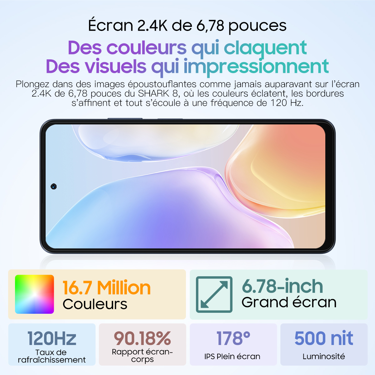 Blackview Shark 8 Smartphone Android 13 G99 Handy 6.78 ''120Hz 2,4 k Display 8GB 8GB RAM, 128GB/256GB ROM 64MP Handy