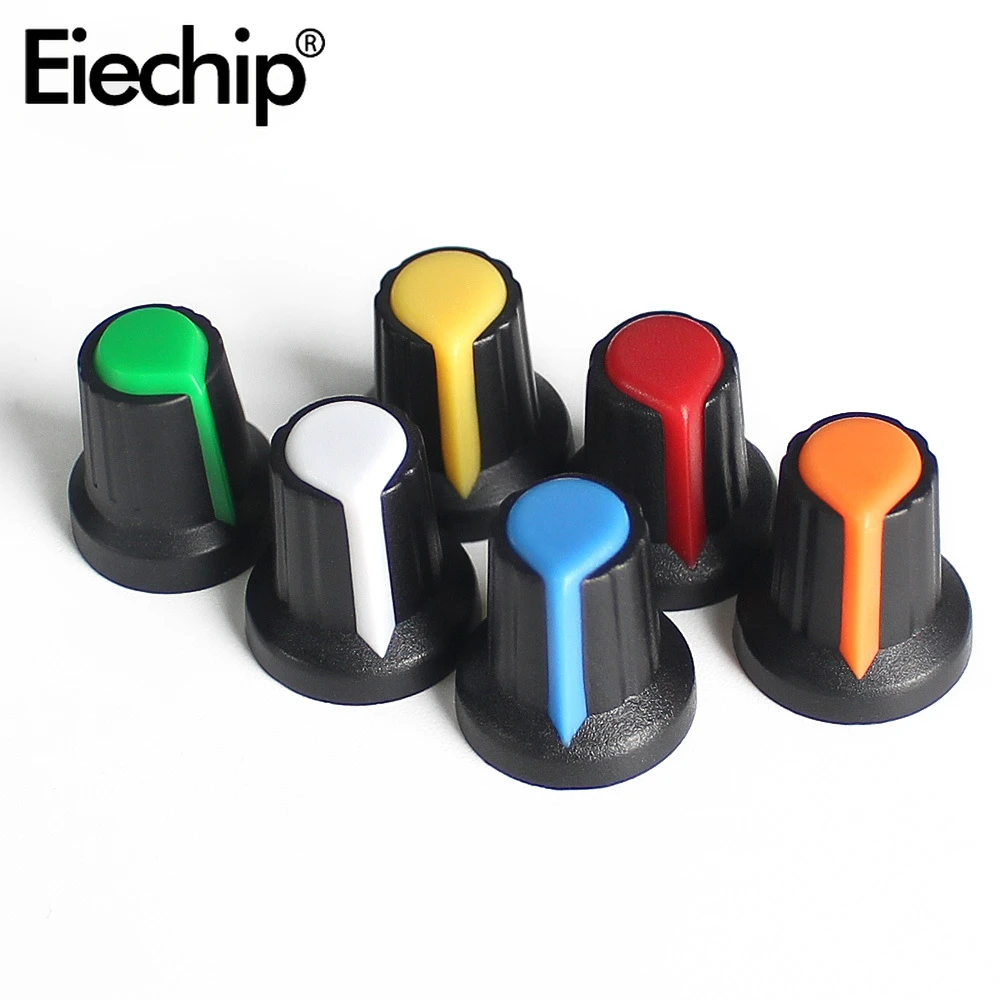 30 Stück AG3 AG2 Drehschalter-Knöpfe, sortiertes Set, 6 Farben WH148 Potentiometer-Knopf, DIY-Lichtdimmer, Lautstärkeregler-Knopf-Kappen-Set