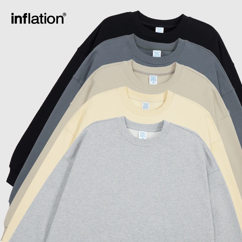 INFLATION-Conjunto de sudadera de rizo francés para hombre y mujer, traje de algodón orgánico Unisex, sólido, grueso, para correr