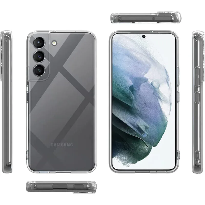 Funda blanda de silicona con protección completa para cámara Samsung Galaxy S23 S22 S21 Plus FE, funda trasera transparente, funda trasera ultrafina de TPU
