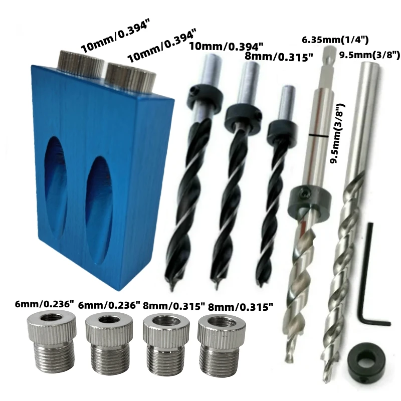 ไม้ Jig Kit 6/8/10 มม. เจาะมุมชุดคู่มือเจาะรู Locator Jig เจาะชุด Bit สําหรับ DIY ช่างไม้เครื่องมือ