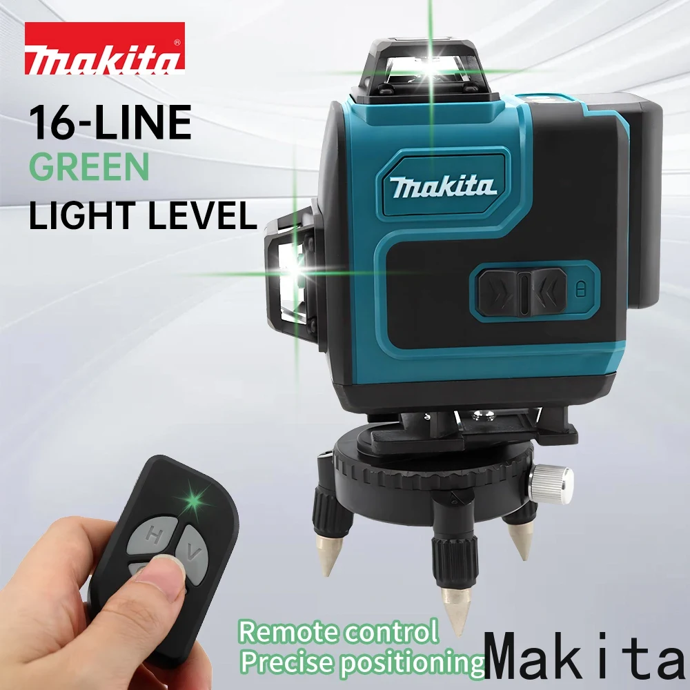 Makita-Láser de luz verde de nivel cruzado Vertical Horizontal, 16 líneas, 360, herramienta portátil montada en la pared de alta precisión