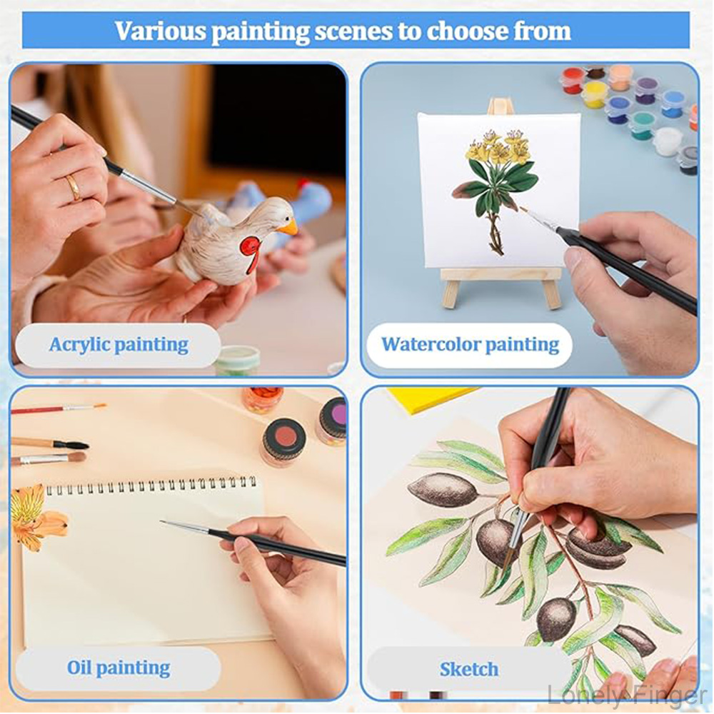 11/22Pcs Miniature Detail Paint Brush Set with Natural Wood Handle, Miniature Paint Brushes,Mini Small Painting Brushes for Art,