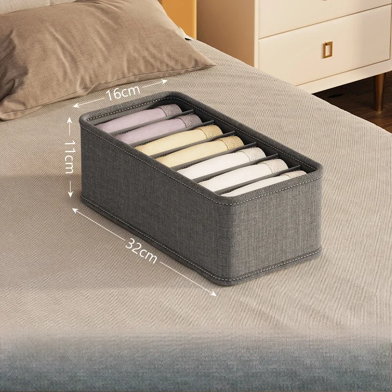 1pc Dark Grey Underwear Storage Box Socks Underwear Storage Drawer Division Multifunctional Household Wardrobe Classification