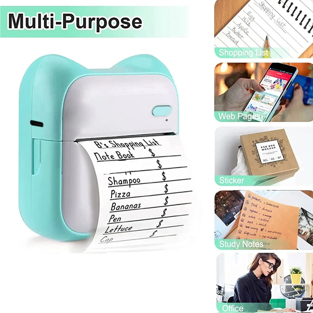 Tragbarer Mini drucker, Thermo taschen etiketten drucker, für Android-oder iOS-App, Tinten loser Aufkleber drucker, geeignet für Zuhause, Büro