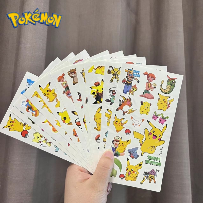 12 шт. TAKARA TOMY Пикачу татуировки наклейки Покемон водостойкая милая аппликация наклейка игрушка детский рождественский подарок фигурка монстра куклы