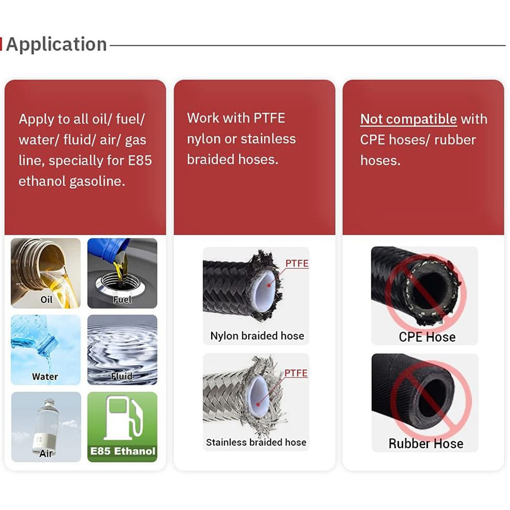 AN4/6/8/10/12 ストレート 0 ° /45 ° /90 ° /120 ° /180 °   度 PTFE オイル燃料スイベルホースエンドフィッティングオイルホースエンドアダプターキットブラック