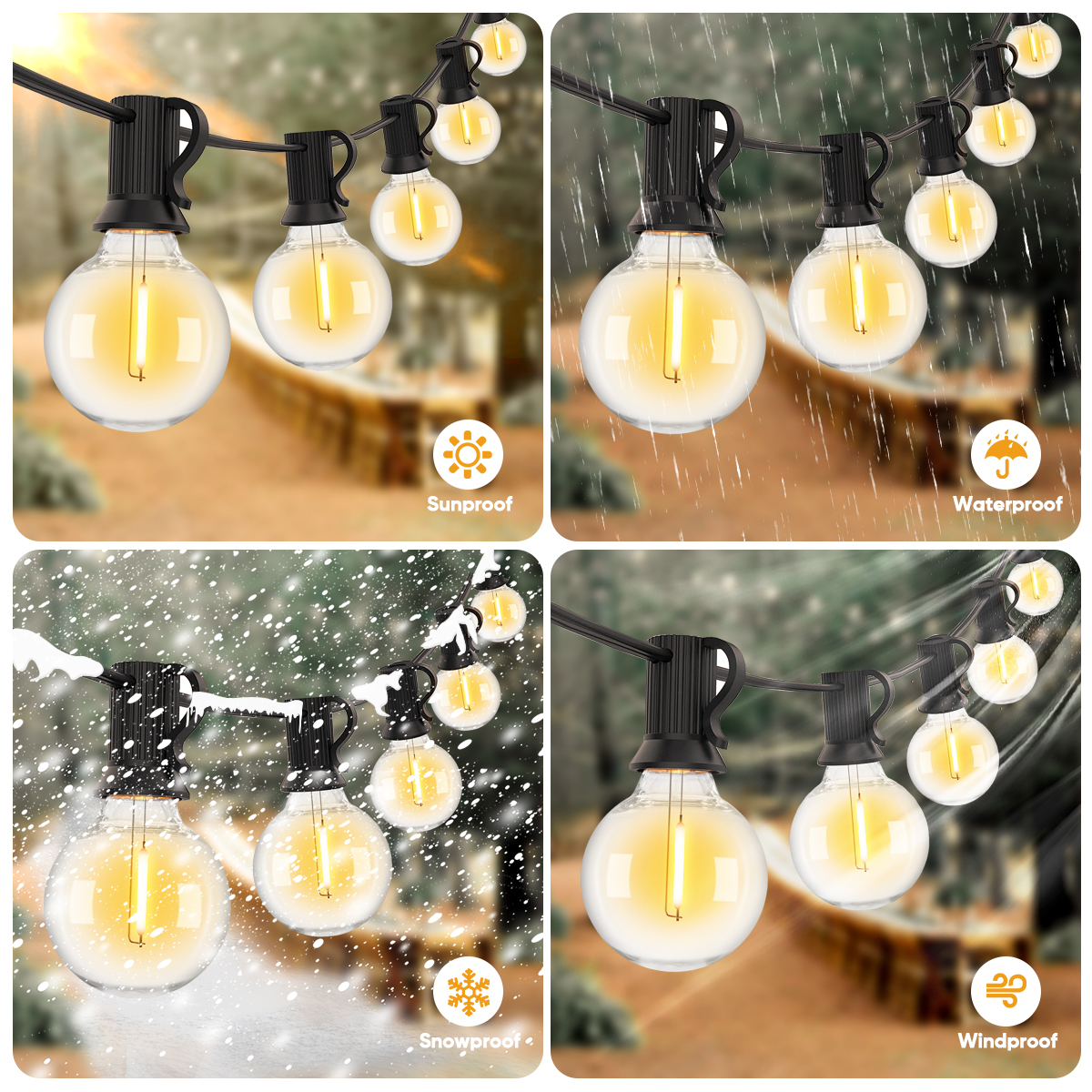Guirnalda de luces G40 inastillable, 220V, 110V, cadena de luces Led E12, impermeable, conexión al aire libre, patio, porche, balcón, decoración de fiesta