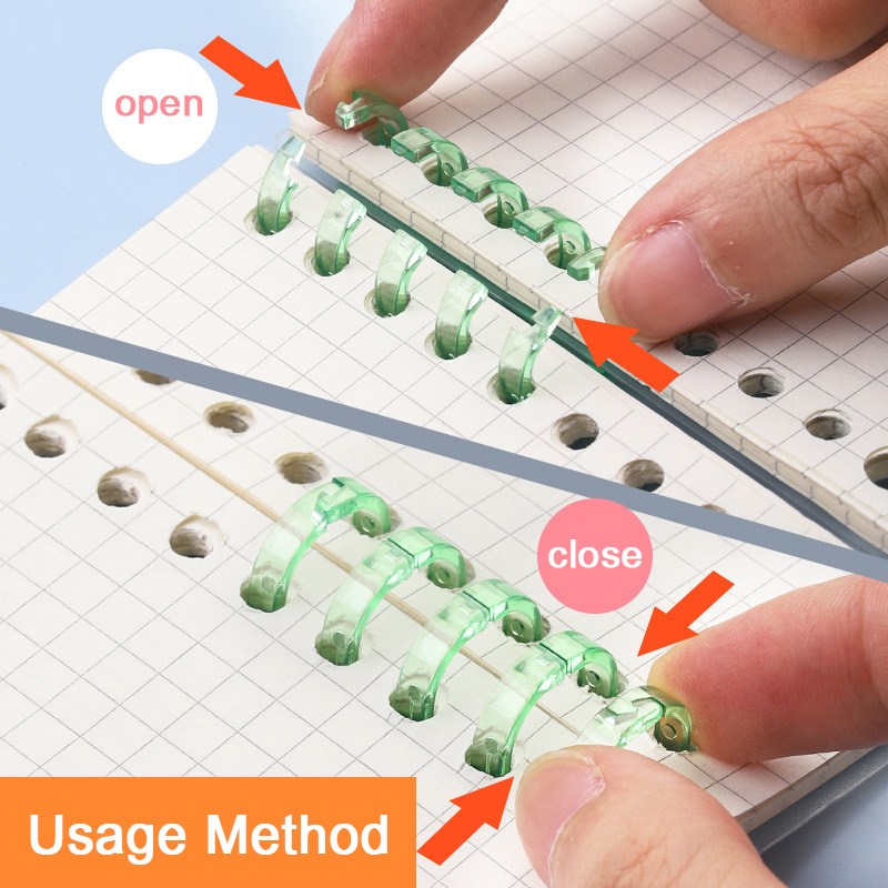 100 Pcs 5 Hole Loose-leaf Plastic Binding Ring Spring Spiral Rings for Kid A4 A5 A6 Paper Notebook Stationery Office Supplies