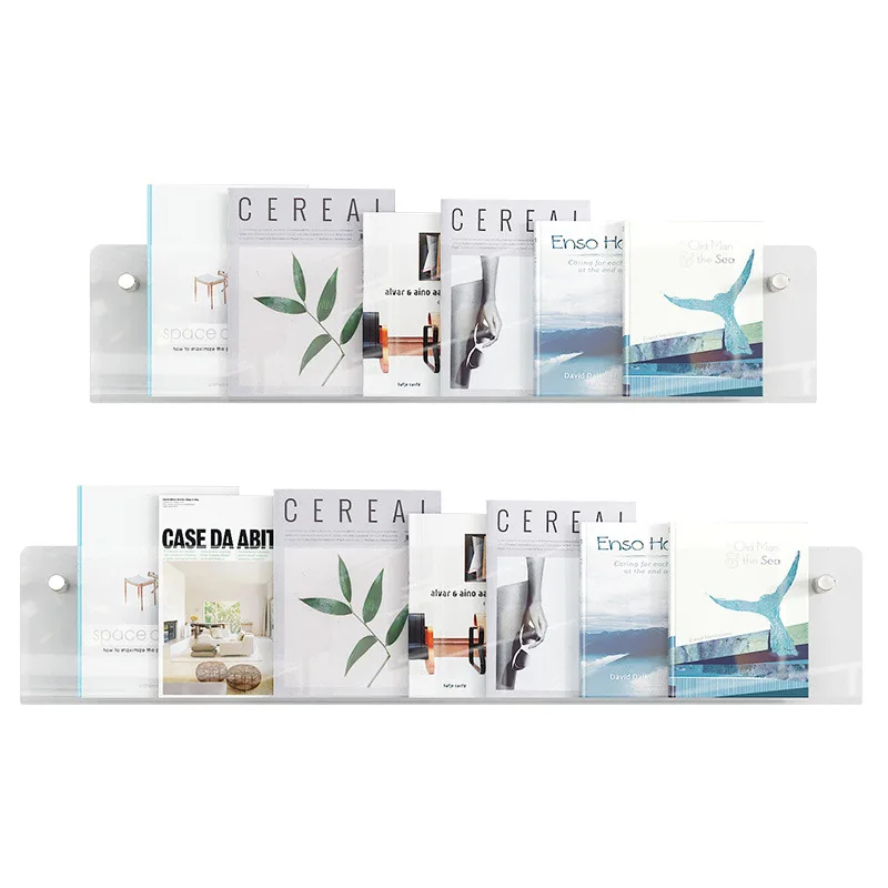 壁に取り付けられた透明なアクリルの壁の棚,研究マガジンの表示ラック,幼稚園の収納棚,ノートブックとチューブ用,60cm