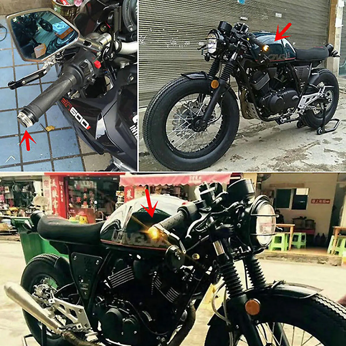 2個オートバイLEDハンドルライトバーエンドインジケーター車用ターンシグナルLEDライトユニバーサルハンドルバーグリッププラグサイドマーカーランプ