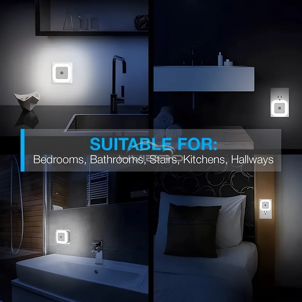 Sensor sem fio led night light plugue da ue mini luzes noturnas quadradas para bebês crianças sala de estar quarto lâmpada de iluminação do corredor