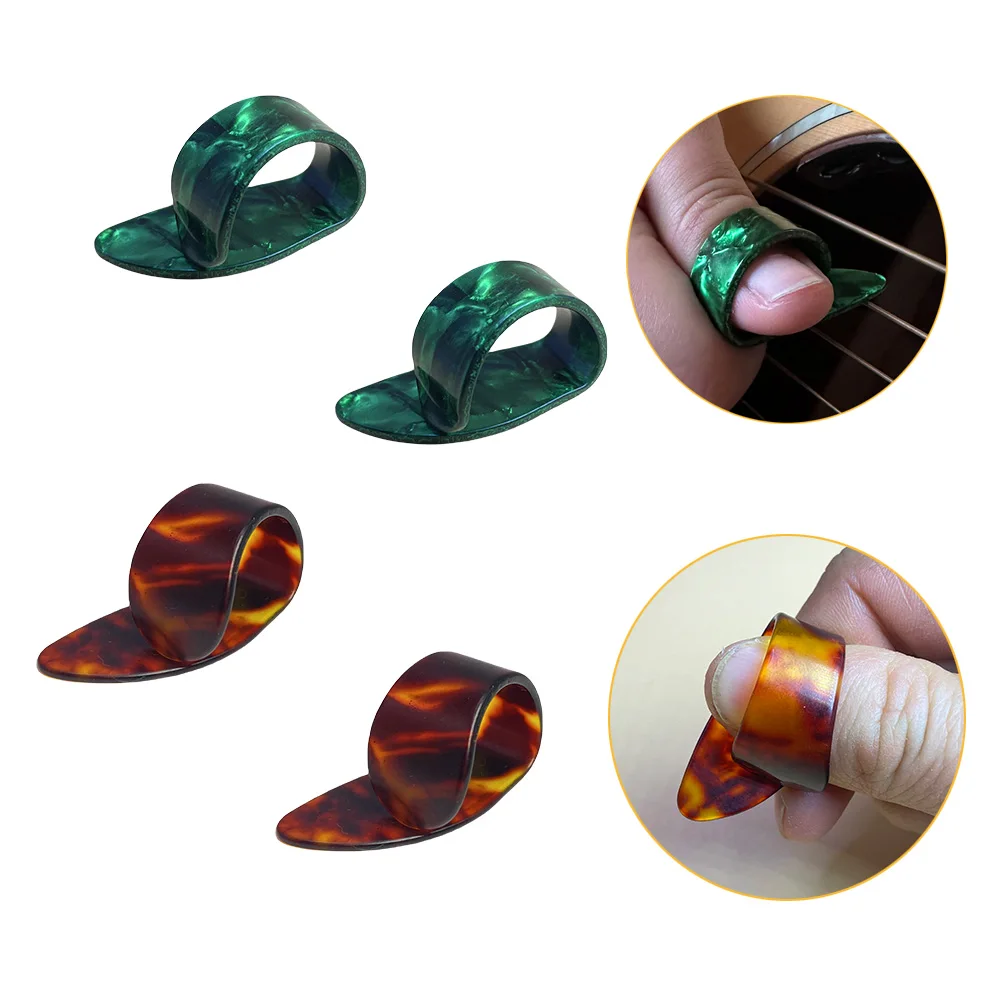 4Pcs Celluloid Gitarre Daumen Picks Finger Picks Ersatz Instrument Spielen Zubehör Für Ukulele Elektrische Gitarre