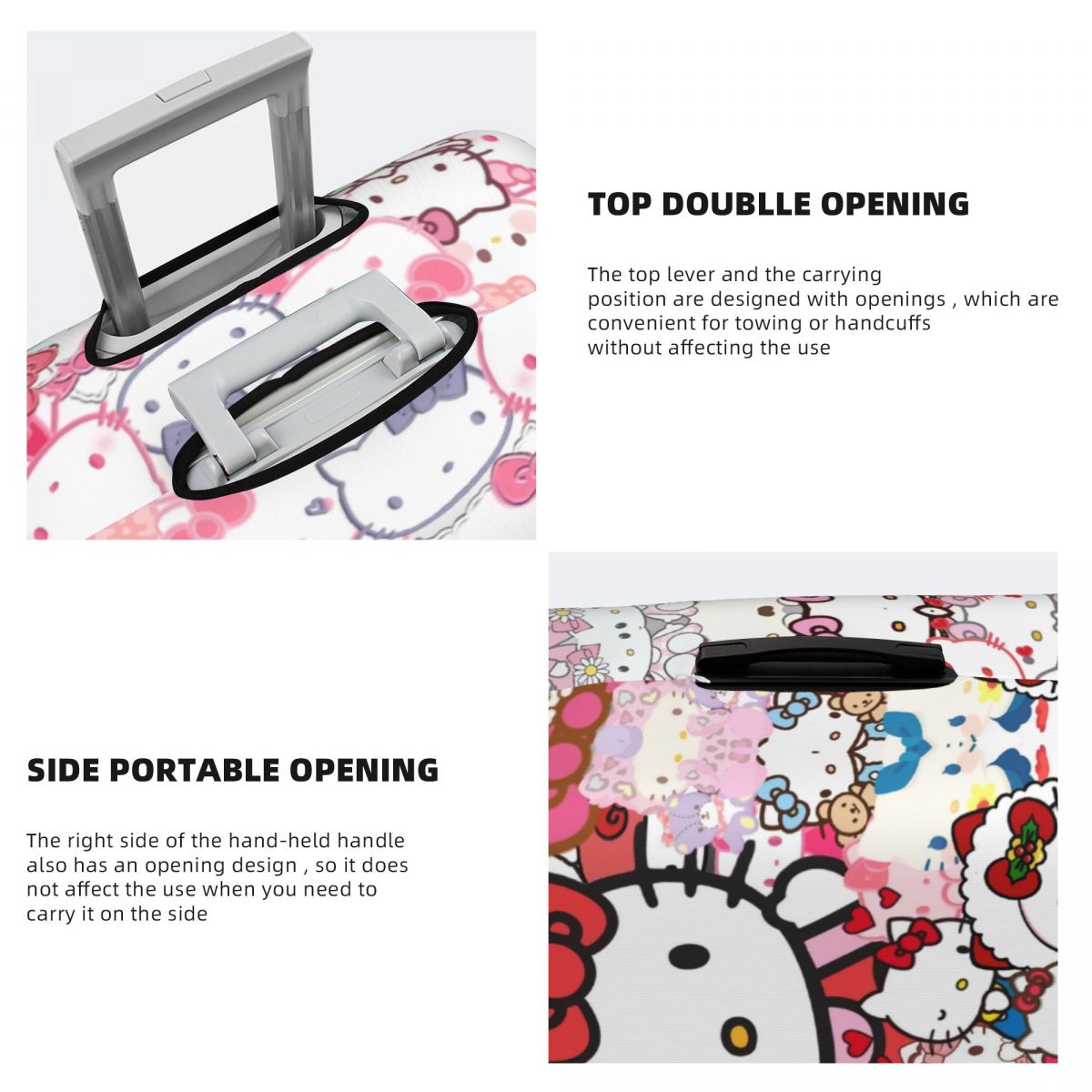 Capa de bagagem de viagem personalizada Hello Kitty Sanrio lavável protetor de mala adequado para 18-32 polegadas