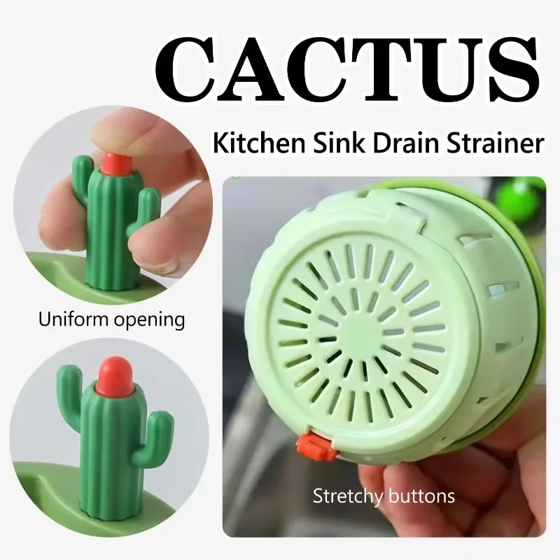 1pc cacto pia dreno filtro imprensa cesta de despejo automático multi-funcional uso filtro net para banheira cozinha coletor de resíduos