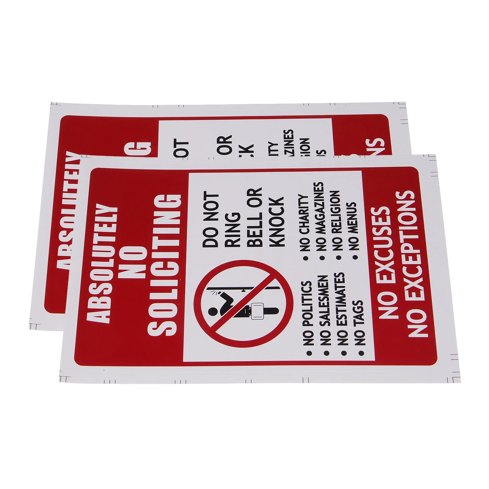 2Pcs No Soliciting Signs For Home Door Sticker Pvc Self Adhesive No Knocking Sign Security Protection Traffic Signal