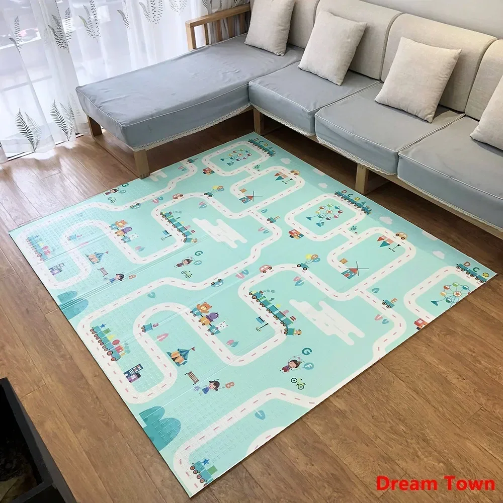 Estera de juego para bebé XPE de 200x180CM, estera para gatear, tapete grande plegable impermeable con bolsa de transporte, alfombrillas para suelo infantil