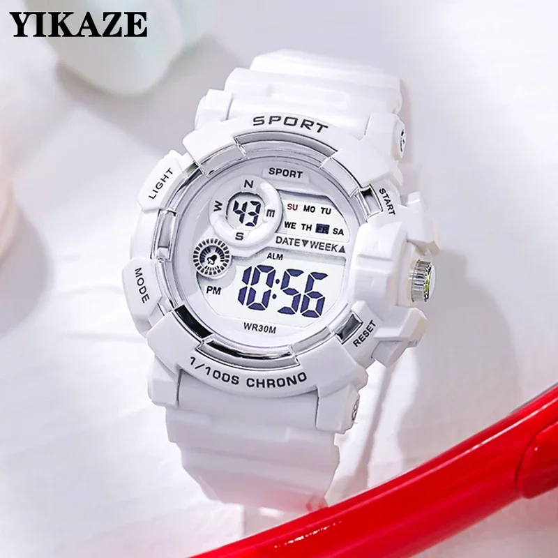 Relojes deportivos de moda YIKAZE, reloj Digital para hombres y mujeres, reloj despertador luminoso resistente al agua, reloj de pulsera electrónico para niños