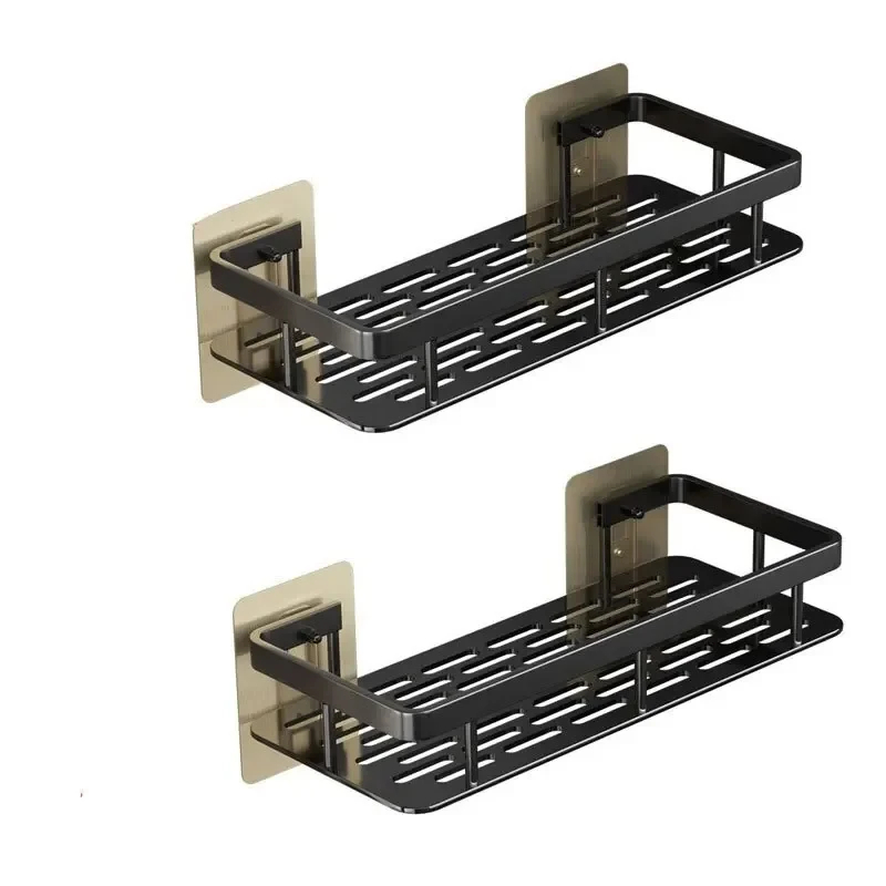 1PC No Drill Wall Mount Bathroom Storage Shelf Corner Shower Rack Organizer with Adhesive