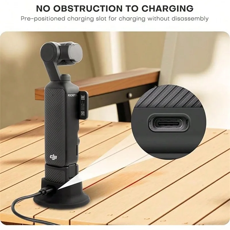 Base de soporte de cámara para DJI Osmo Pocket 3, soporte de escritorio estable antideslizante, apertura de carga reservada con base de silicona