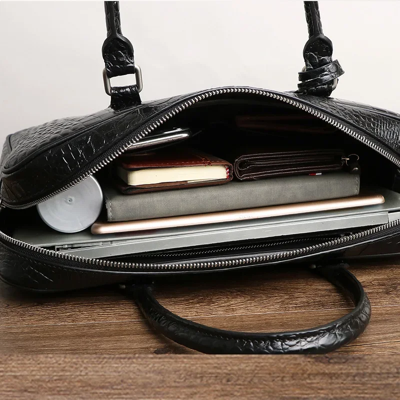 2025 Nuovo modello di alligatore di lusso in vera pelle da uomo d'affari valigetta borsa a tracolla maschile borsa per computer portatile messenger da uomo