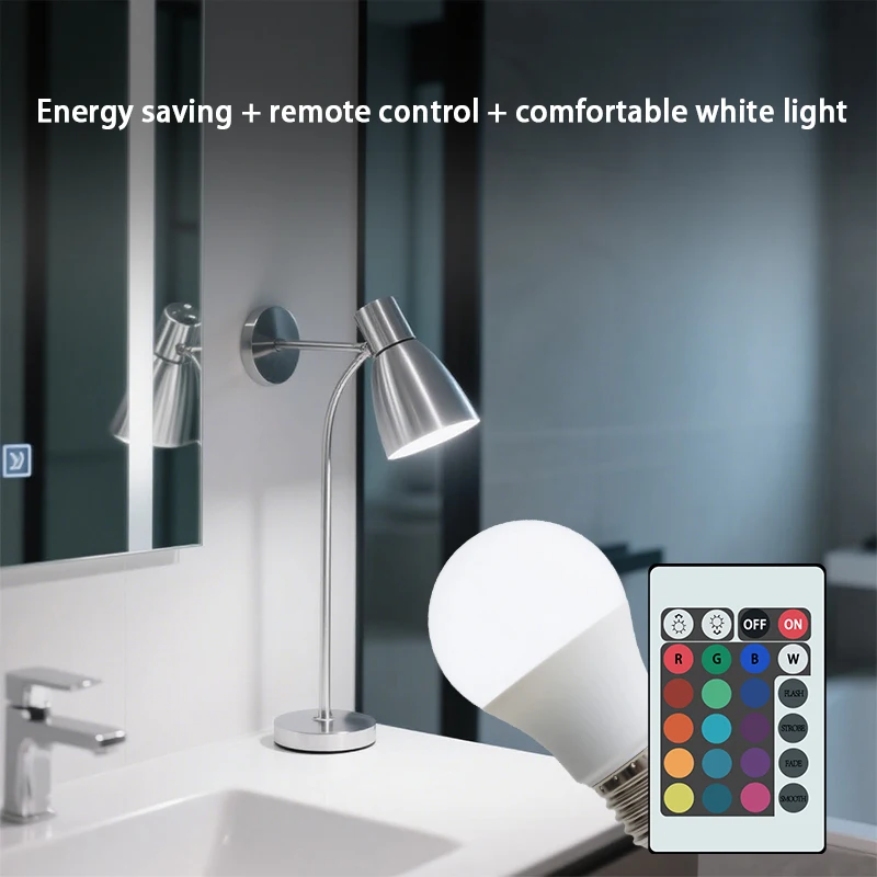 16 Colors RGBW Bulb LED Multicolor Bulb E27 Base 220V Household Lighting Dimmable 24 Key Remote Control Atmosphere Neon Light