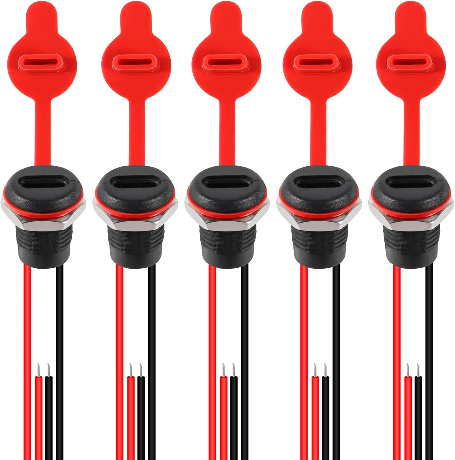 10/20pcs 2Pin Charging Socket Female Mount Connector Adapter USB Type-C Port Charging Interface Socket with Cover Cap