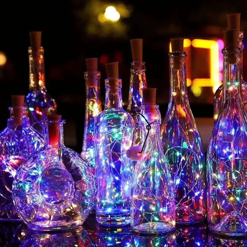 10 sztuk LED butelka wina korkowe łańcuchy świetlne Garland butelka wina bajkowe oświetlenie świąteczne świąteczne dekoracje drut miedziany łańcuch świetlny