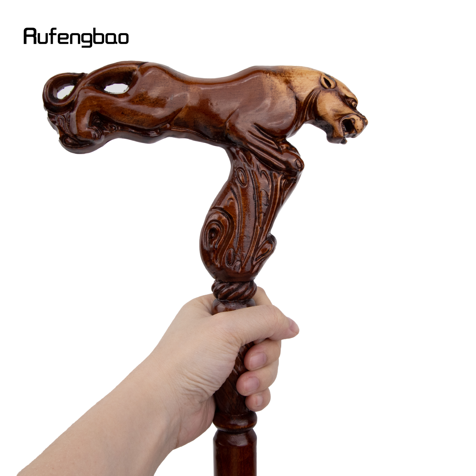 Bastón de madera marrón con estampado de leopardo para caminar, varita decorativa para fiesta, cosplay de vampiro, Halloween, 93cm