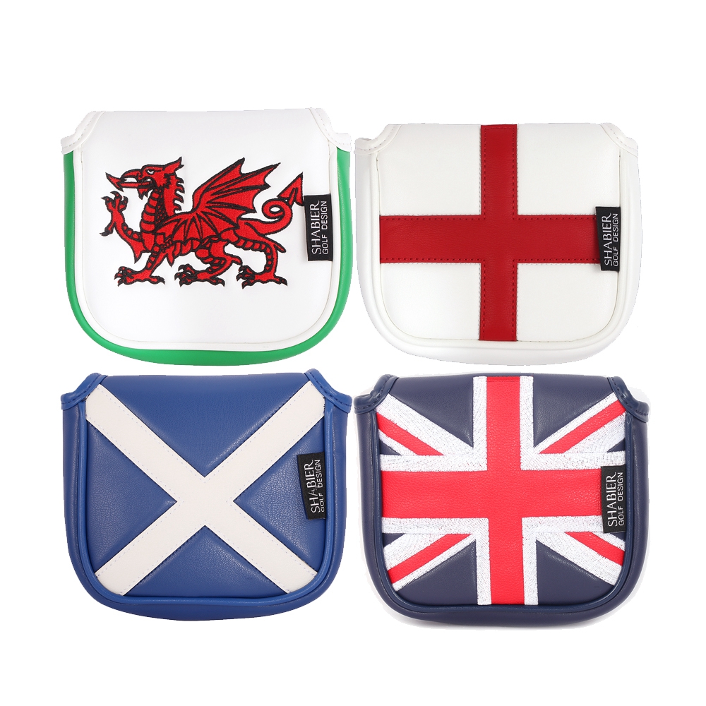 UK Union Jack Series Design PU Leather Applique Embroidered Strong Magnetic Closure Golf Blade Mallet Putter Head Cover