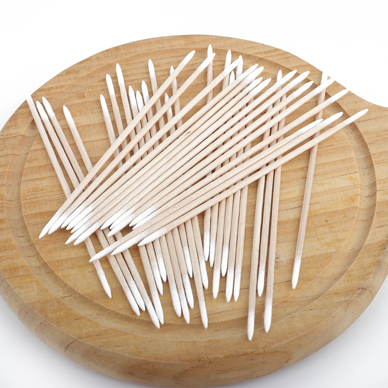 100/300/500 PCS ยาวคู่หัวไม้ผ้าฝ้าย Swab จมูกหูทําความสะอาดเครื่องมือแต่งหน้าผู้หญิง Lipstik Cotton Buds เคล็ดลับ Sticks Microbrush