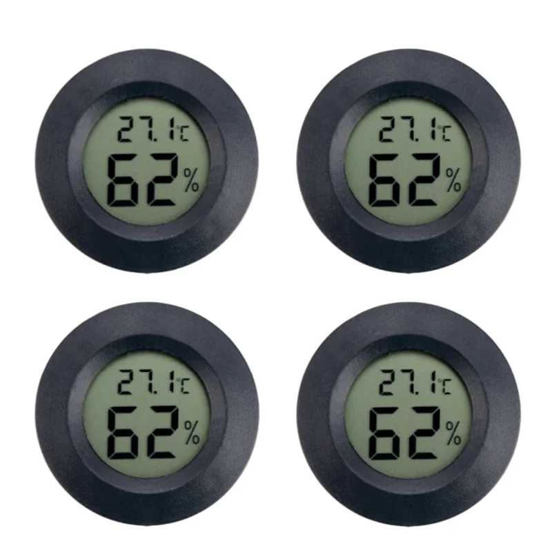 4 Uds Mini higrómetro termómetro Fahrenheit o Celsius medidor Digital LCD Monitor interior habitación redonda medidor de temperatura de humedad