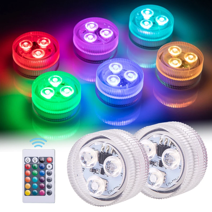 Lampa LED RGB Atmosphere Light 16 Kolorów Pilot Zdalnego Sterowania Kubki Butelki Rekwizyty Świecące do Basenu Akwarium Wazon Dekoracja na Imprezę