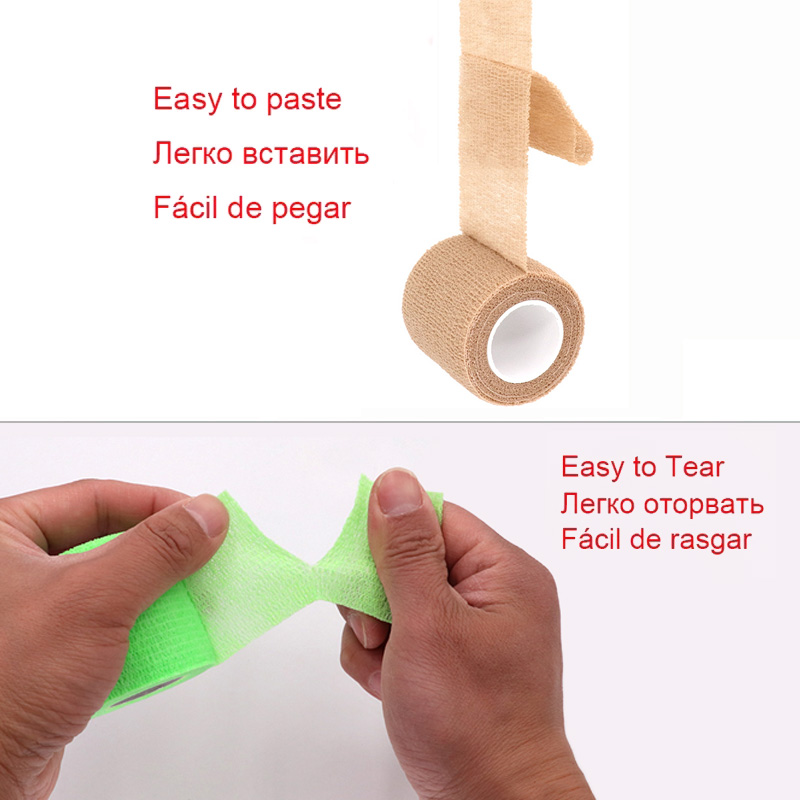 COYOCO 다채로운 자기 접착 탄력 붕대 4.8m 스포츠 랩 테이프 무릎 지원 패드 손가락 발목 손바닥 애완 동물 문신 손목