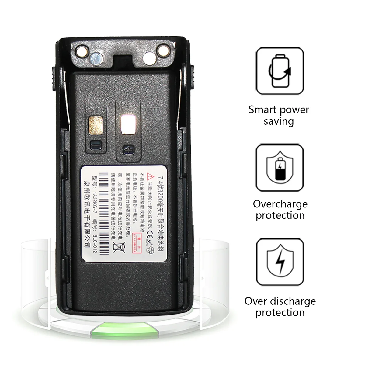 KG-UV9D Plus Сменный аккумулятор Type-C с зарядкой 7,4 В, 3200 мАч, аккумулятор большой емкости для KG-UV9D KG-UV2Q/KG-UV9DMate WalkieTalkie