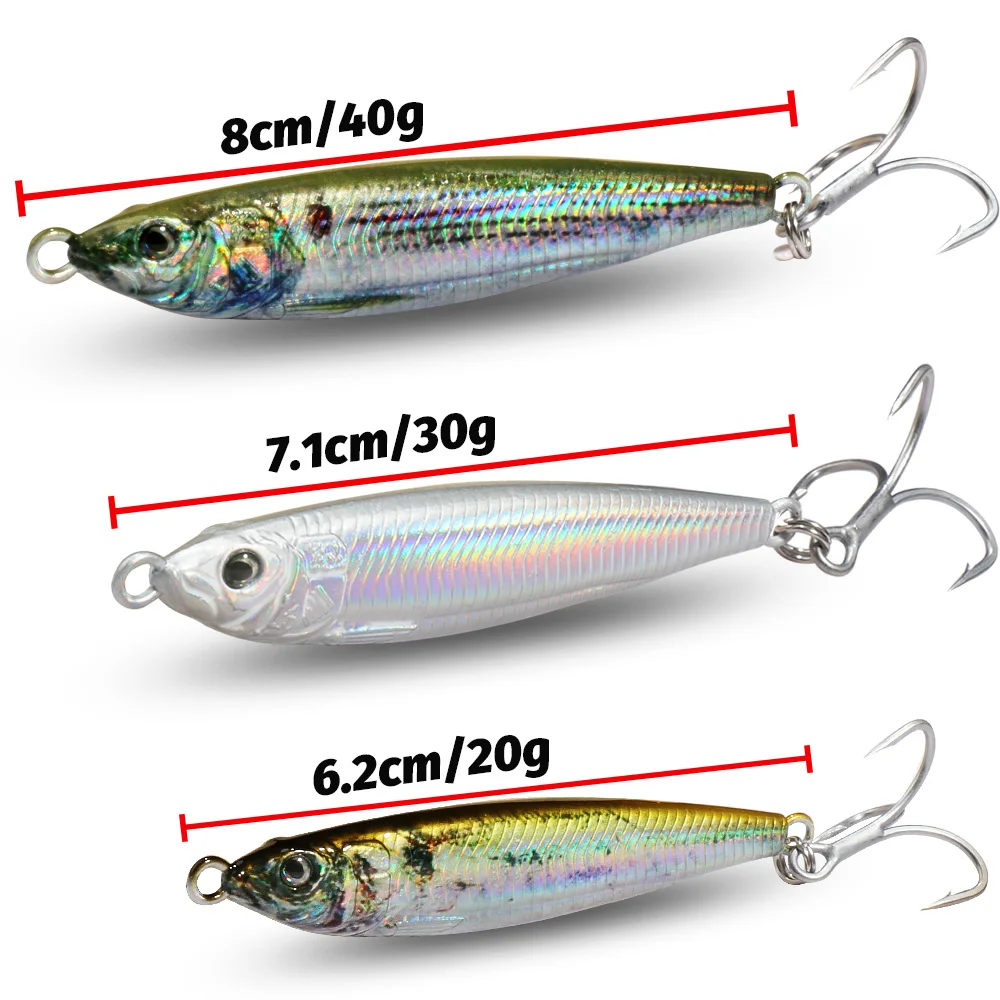 GOBAIT Metall Jig Köder 20g 30g 40g Spinner Löffel 3D Auge Farbe Laser Spinning Angelgerät Klinge haken Swimbait Pesca VIB Köder
