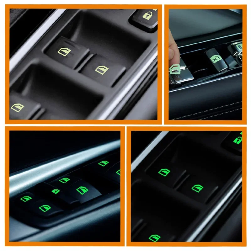 3Color Car Luminous Door Window Lift Button Stickers Night Safety Switch Car Styling Auto Interior Decoration Accessories