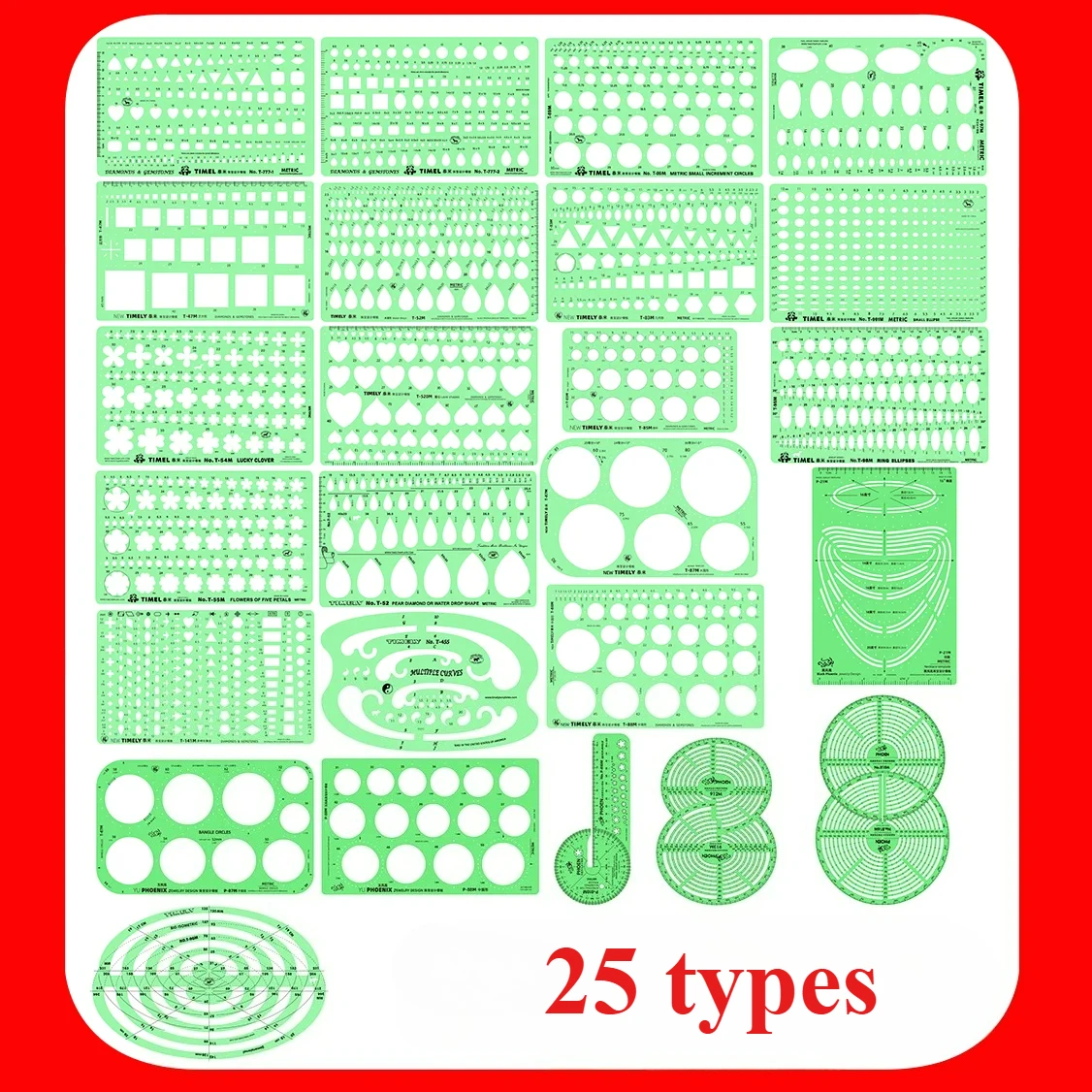 Jewelry Design Template Diamond Gemstone Drafting Ruler Kit Formwork Rulers Professional Designer Tools Supplies T-777-1 T-777-2