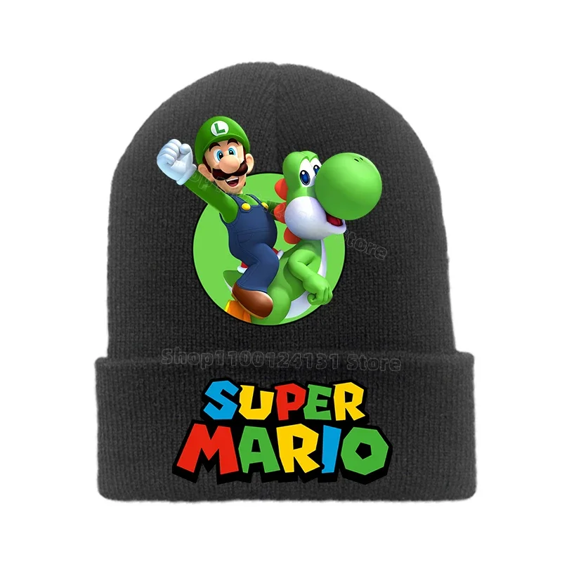 Gorro de Super Mario Bros para niños, gorros de punto de Anime, gorro de bebé de moda, gorros de invierno de dibujos animados, gorro de patrón delicado, regalos de navidad