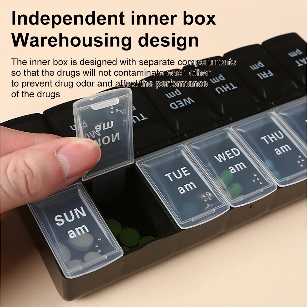 14 Grids Pillen Container Opslag Tabletten Vitaminen Geneeskunde Visoliën Nieuwe Wekelijkse Draagbare Reizen Pillendoosjes Doos 7 Dagen Organizer